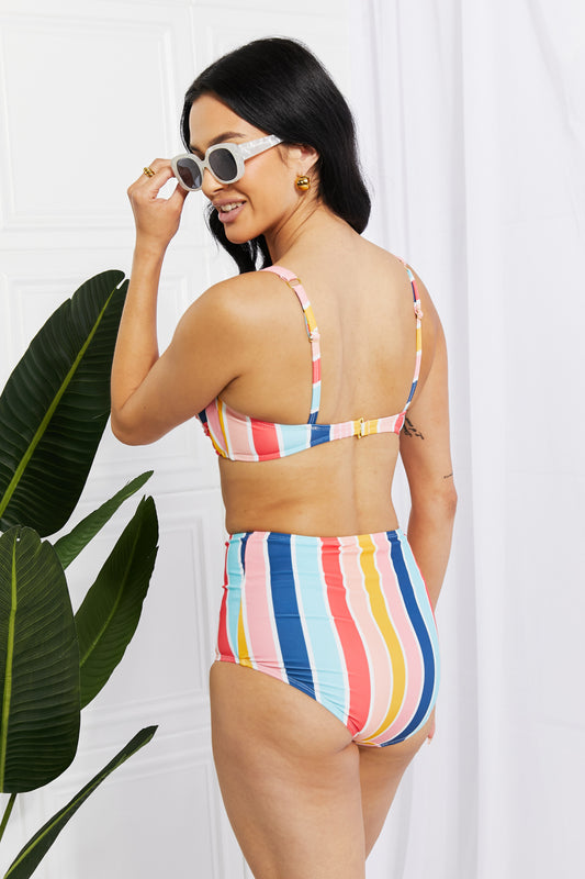 Stylish Striped High-Rise Bikini Set