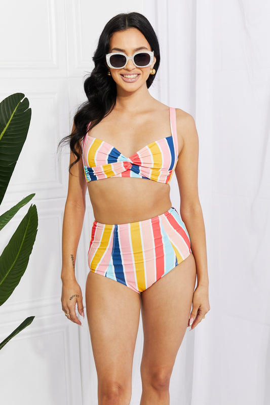 Stylish Striped High-Rise Bikini Set