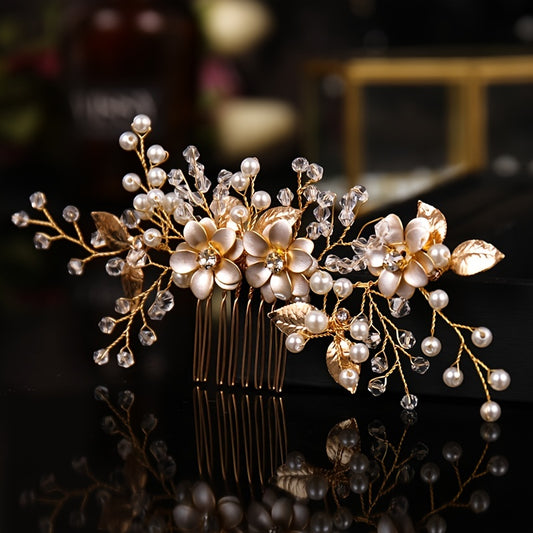 Handcrafted Pearl & Rhinestone Bridal Hair Bloom