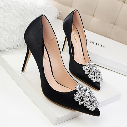 Rhinestone Vamp Suede High Heels