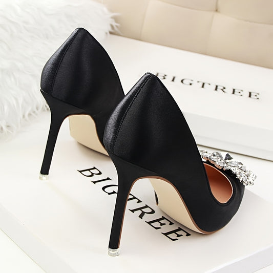 Rhinestone Vamp Suede High Heels
