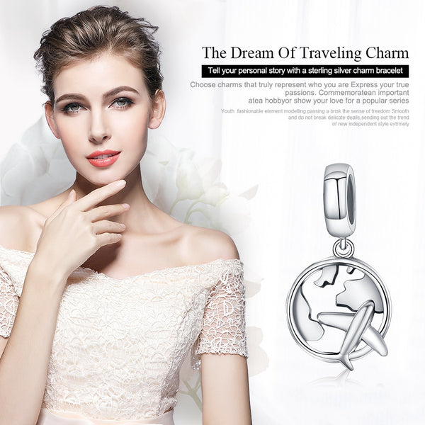 Wanderlust Map & Plane Charm Bead