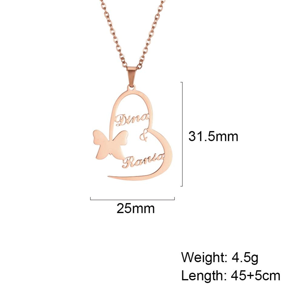 Personalized Heart Butterfly Necklace