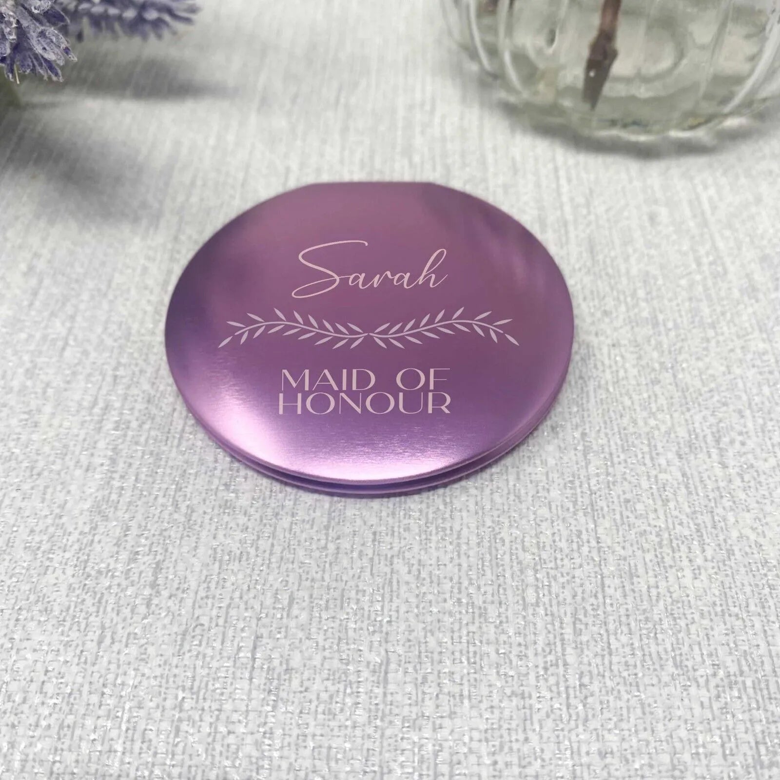 Personalized Carved Custom Name Compact Mirror