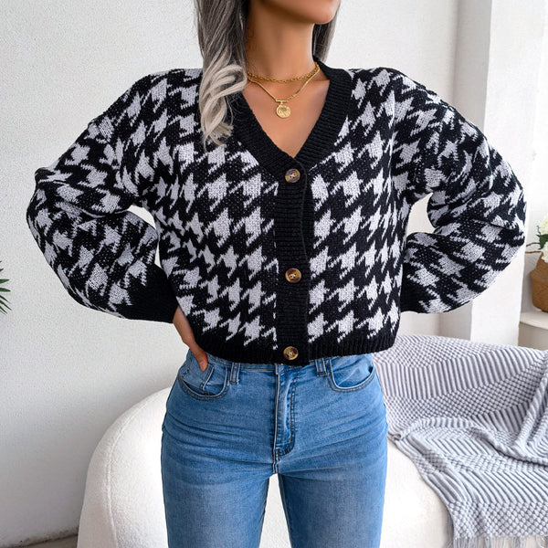 Versatile Houndstooth Cardigan