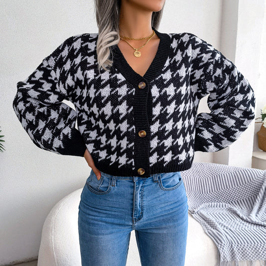 Versatile Houndstooth Cardigan