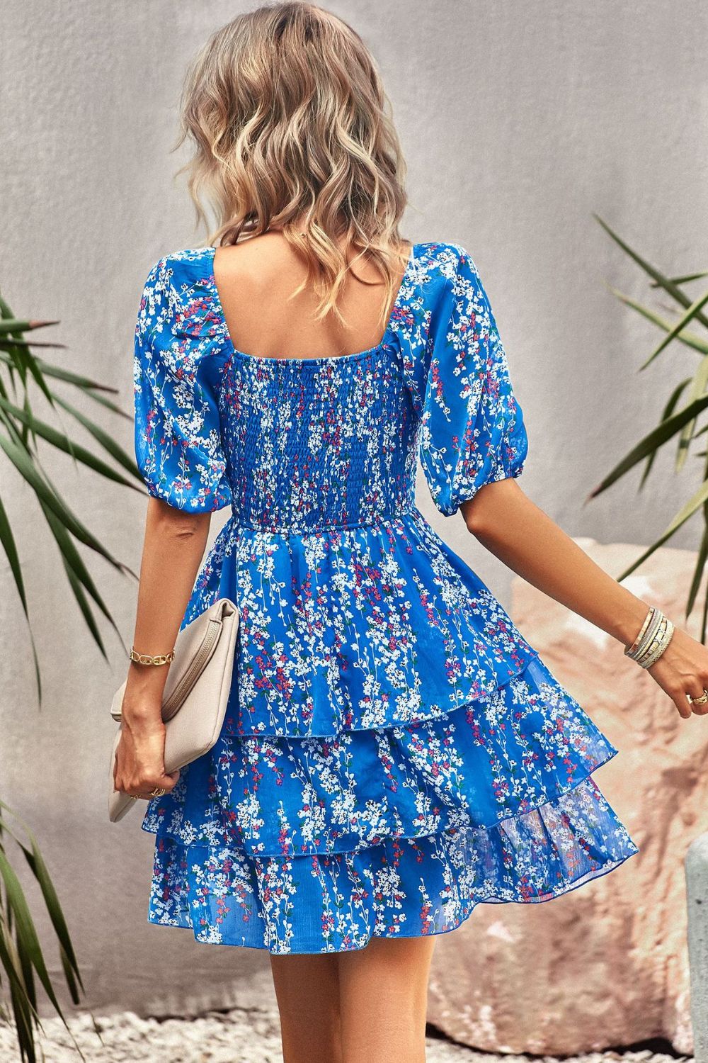 Boho Chic Square Neck Balloon Sleeve Dress