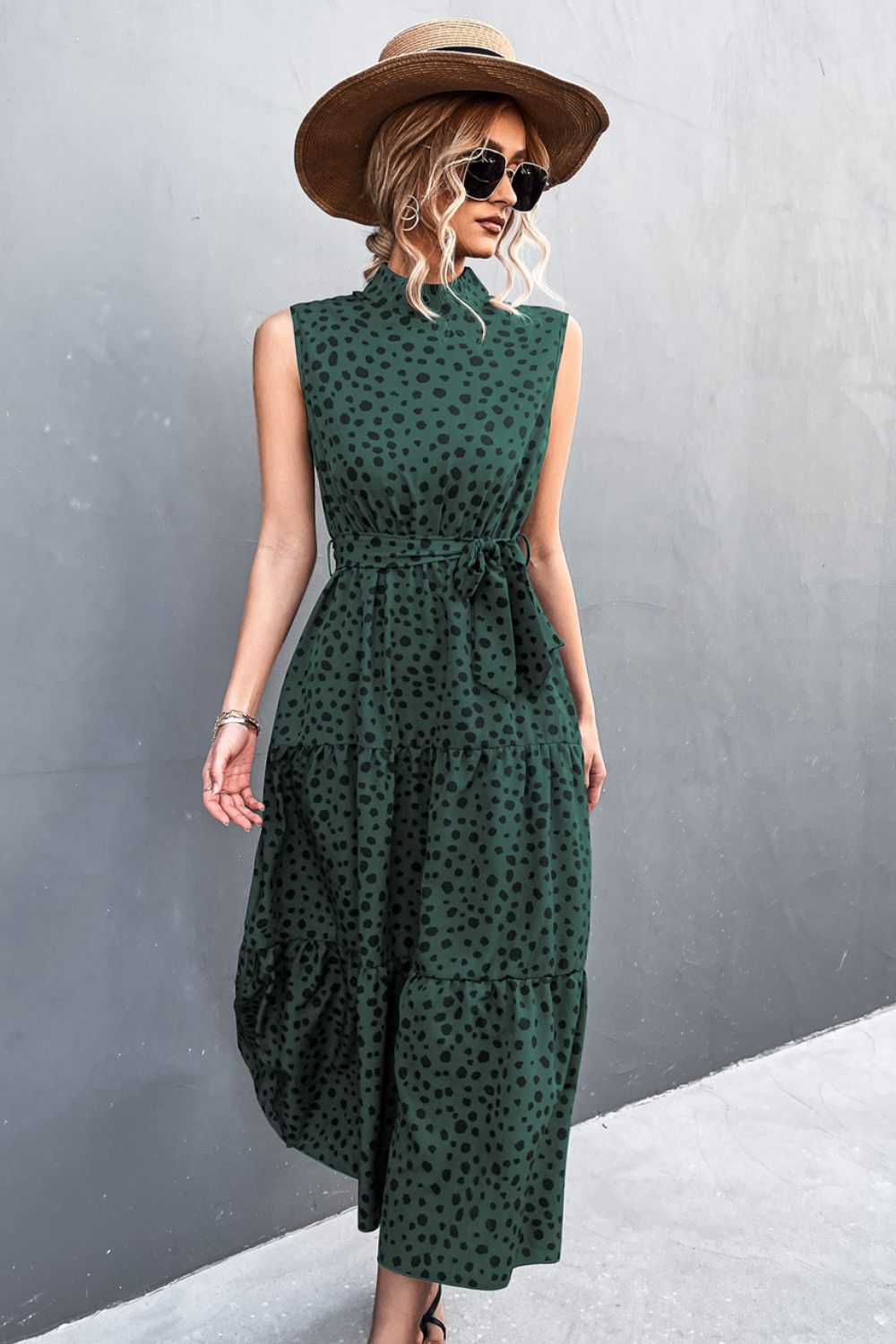 Elegant Mock Neck Midi Dress