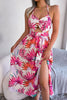 Botanic Elegance Tied Backless Cutout Slit Dress