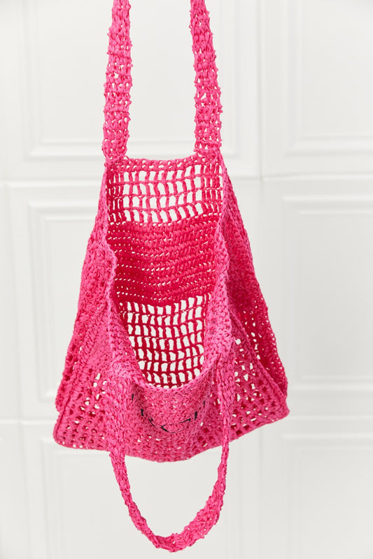 Summer Vibes Straw Tote Bag in Fuchsia