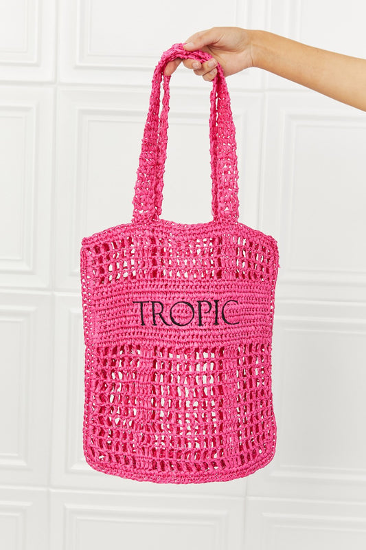 Summer Vibes Straw Tote Bag in Fuchsia
