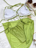 Tropical Enchantress - Lime Green Frill  Halter Neck Three-Piece Bikini Swim Set