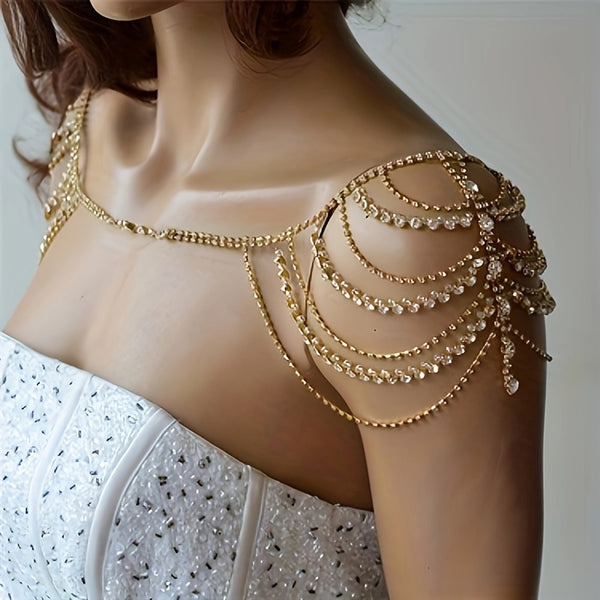 Boho Layered Rhinestone Shoulder Chain