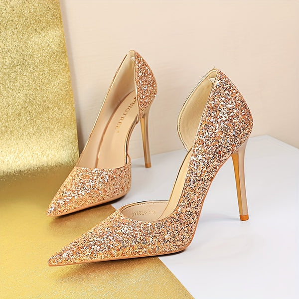 Sequins Cut-Out High Heel
