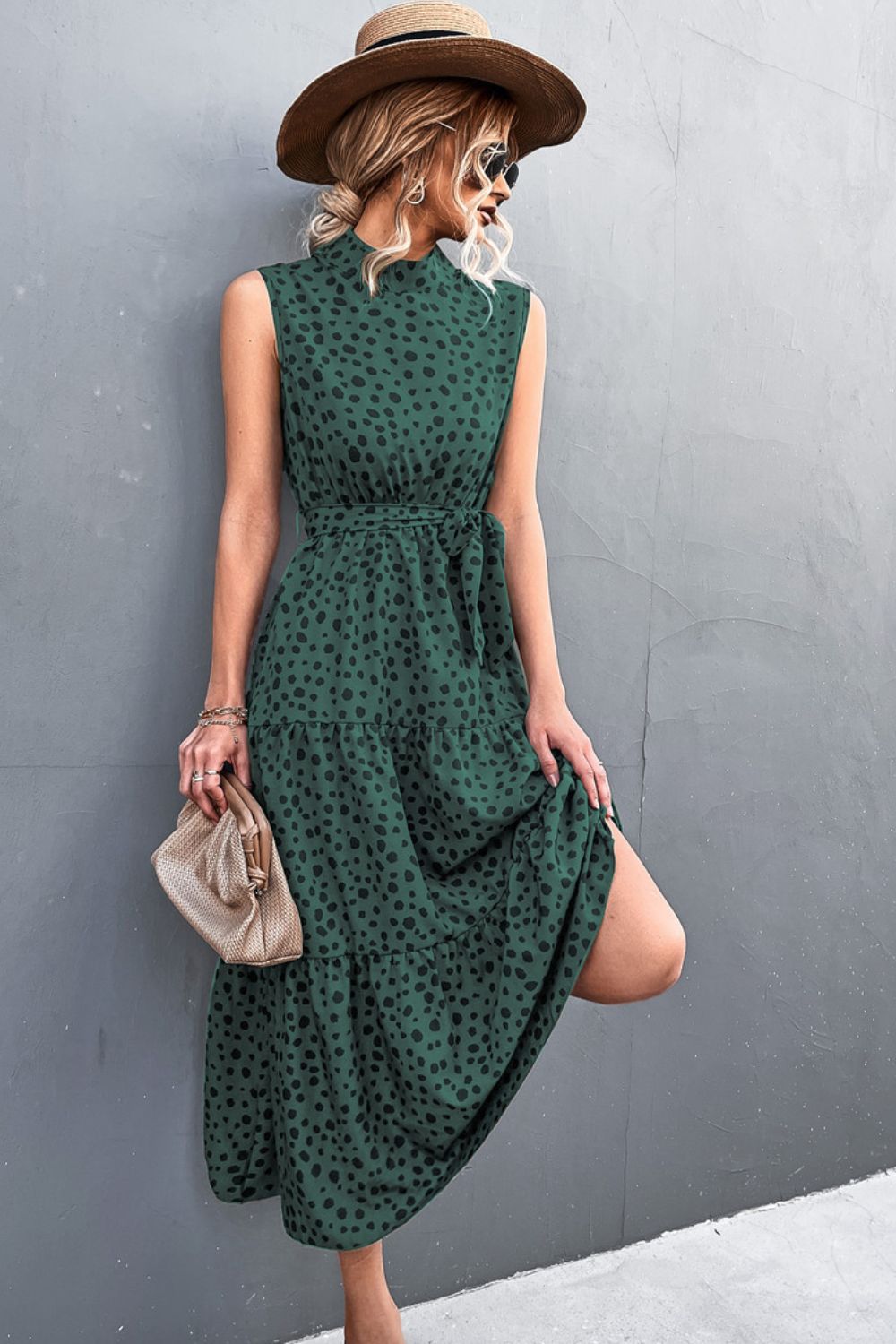 Elegant Mock Neck Midi Dress