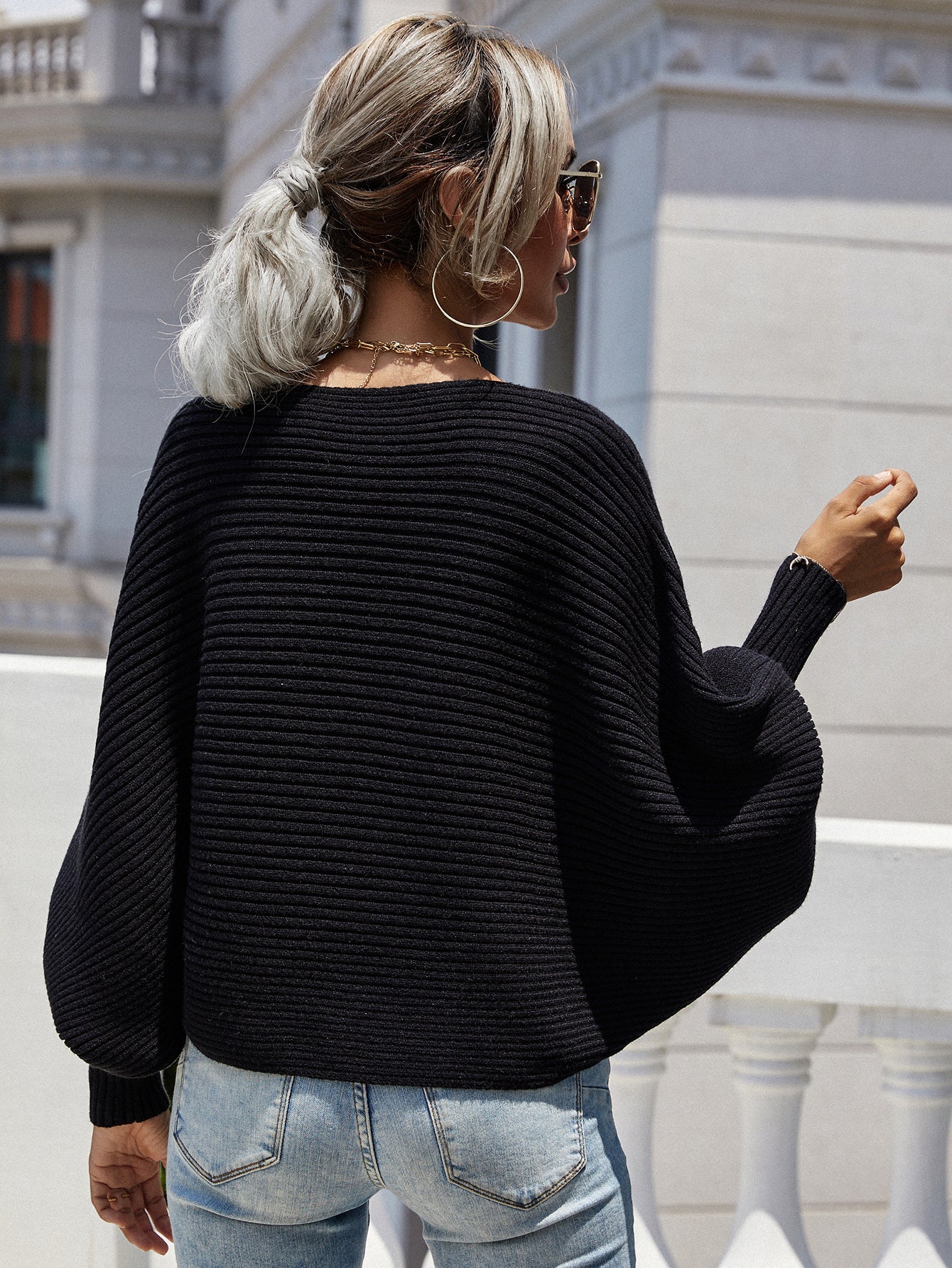 Ribbed Dolman Sweater