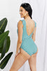 Seashell Ruffle Sleeve One-Piece in Teal