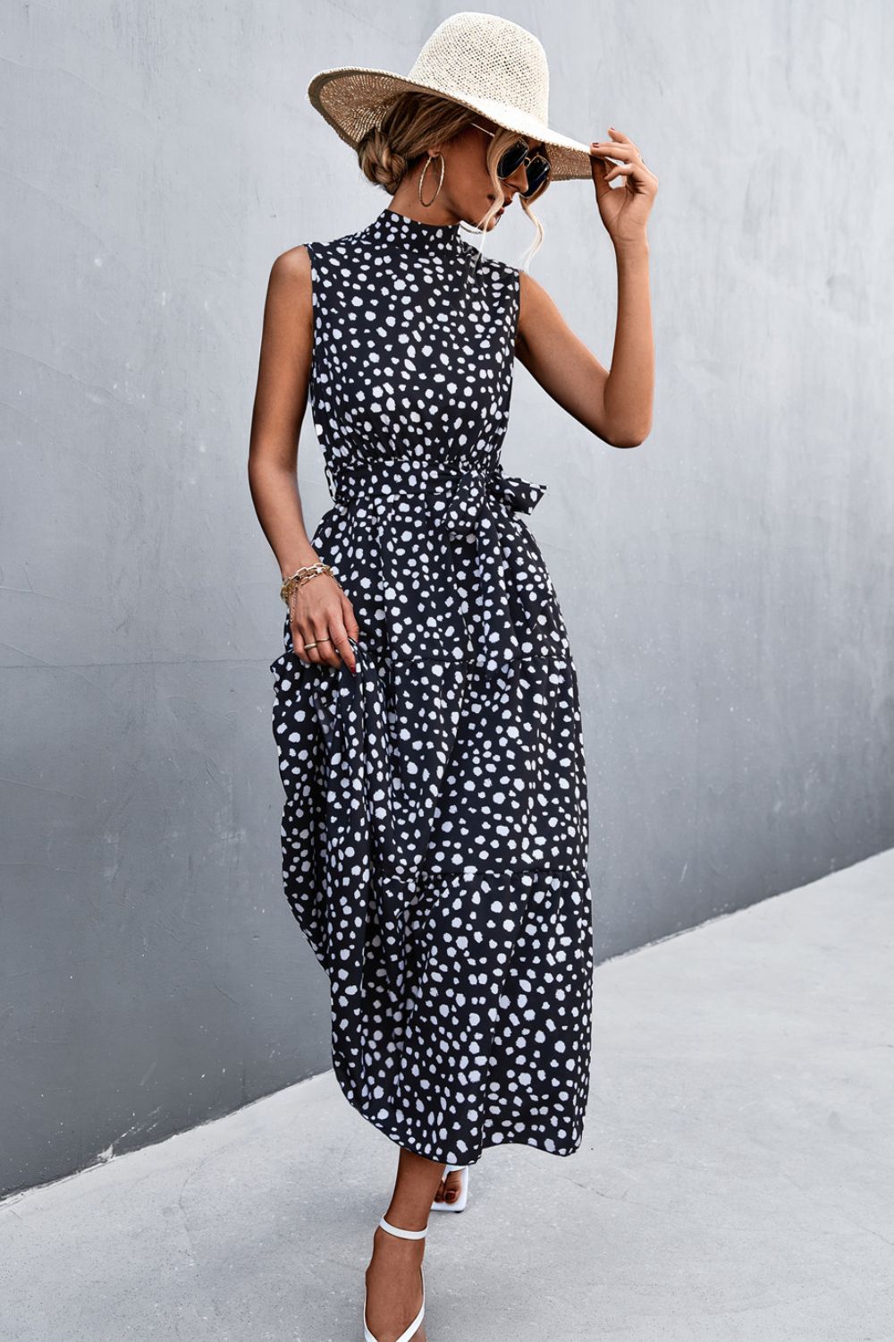 Elegant Mock Neck Midi Dress