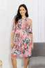 Versatile Tropical Print Cold-Shoulder Dress