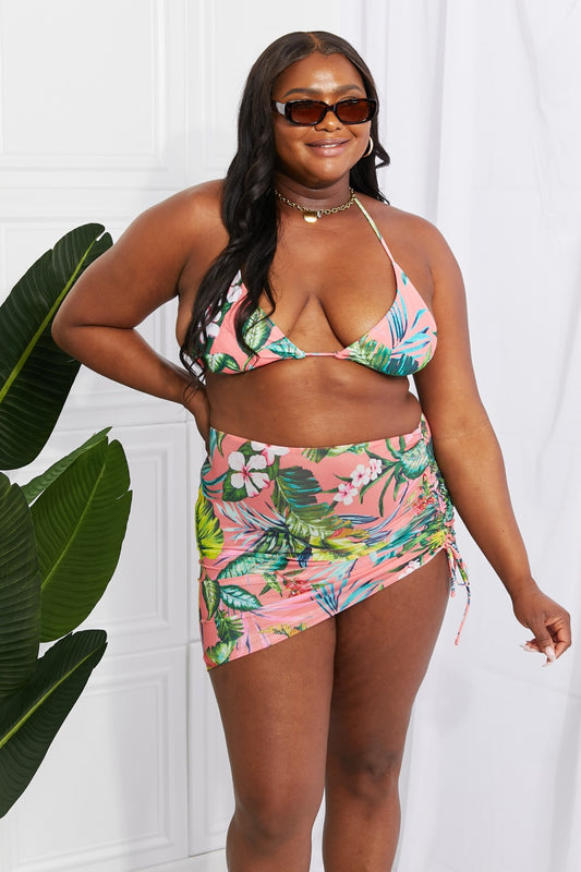 Paradise Floral Bikini Set with Sarong
