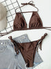 Cocoa Crush Ruched Halter Neck Bikini Set