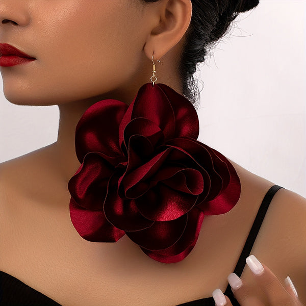 Red Dangle Flower Earring