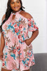 Versatile Tropical Print Cold-Shoulder Dress