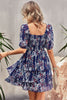 Boho Chic Square Neck Balloon Sleeve Dress