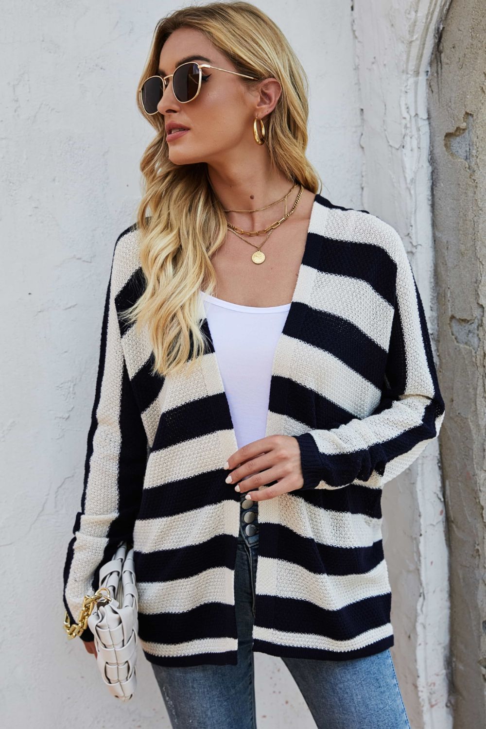 Fashionable Striped Cardigan