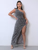 Sequin One-Shoulder Maxi Dress