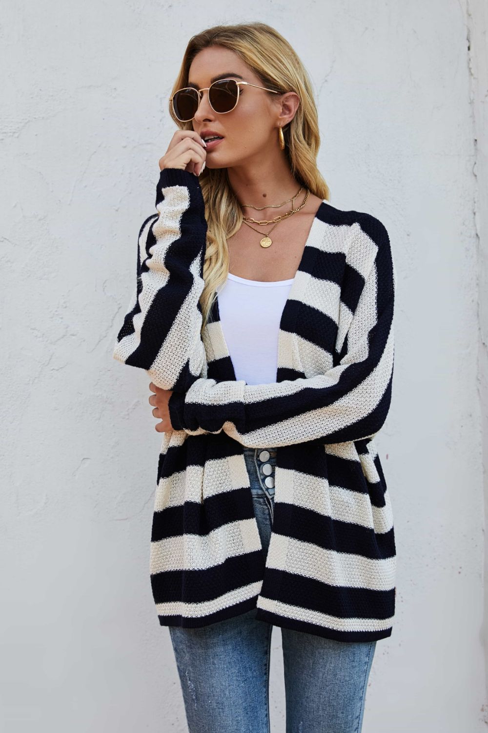 Fashionable Striped Cardigan
