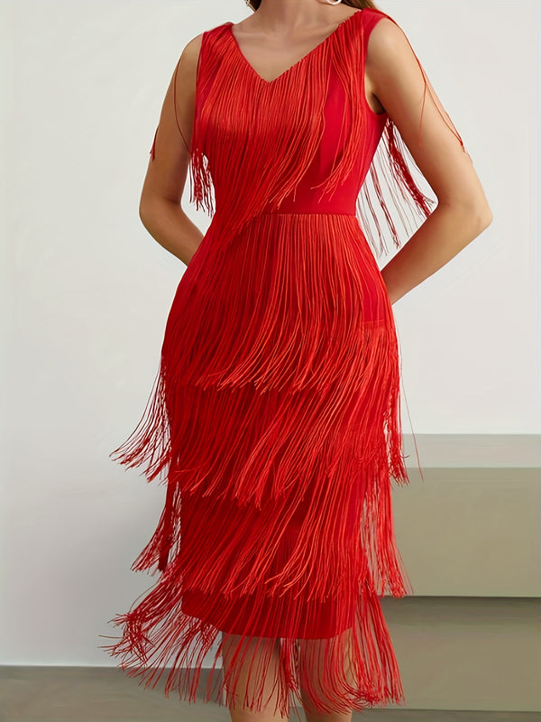 Tassel Trim Bodycon Party Dress