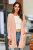 Mixed Knit Open Front Cardigan