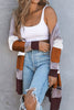 Trendy Color Block Open Front Cardigan