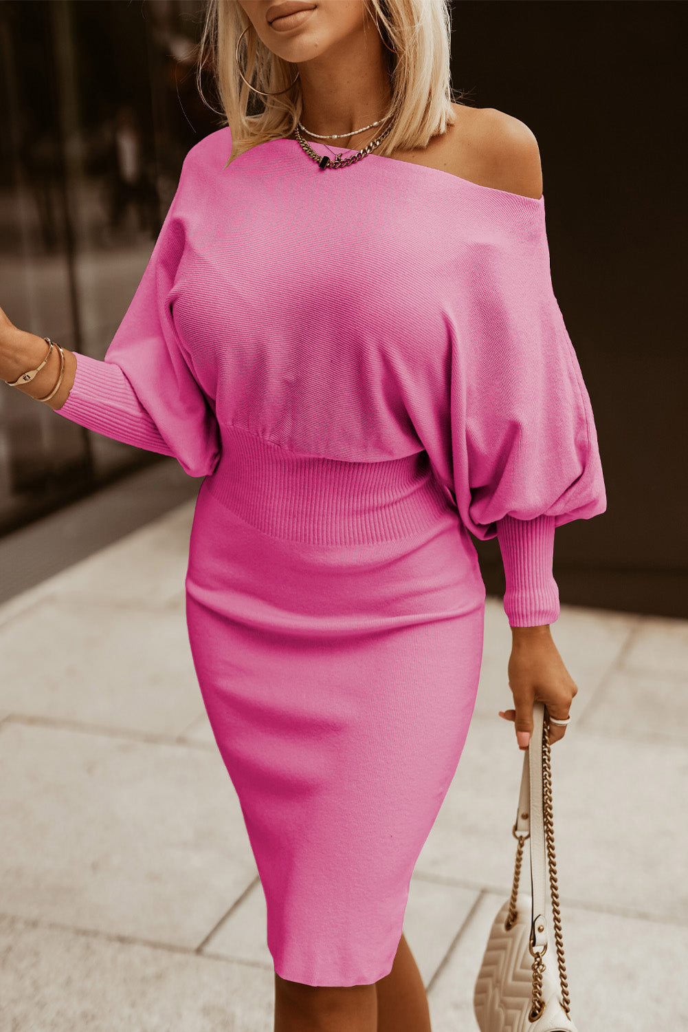Stylish Boat Neck Sweater Dress