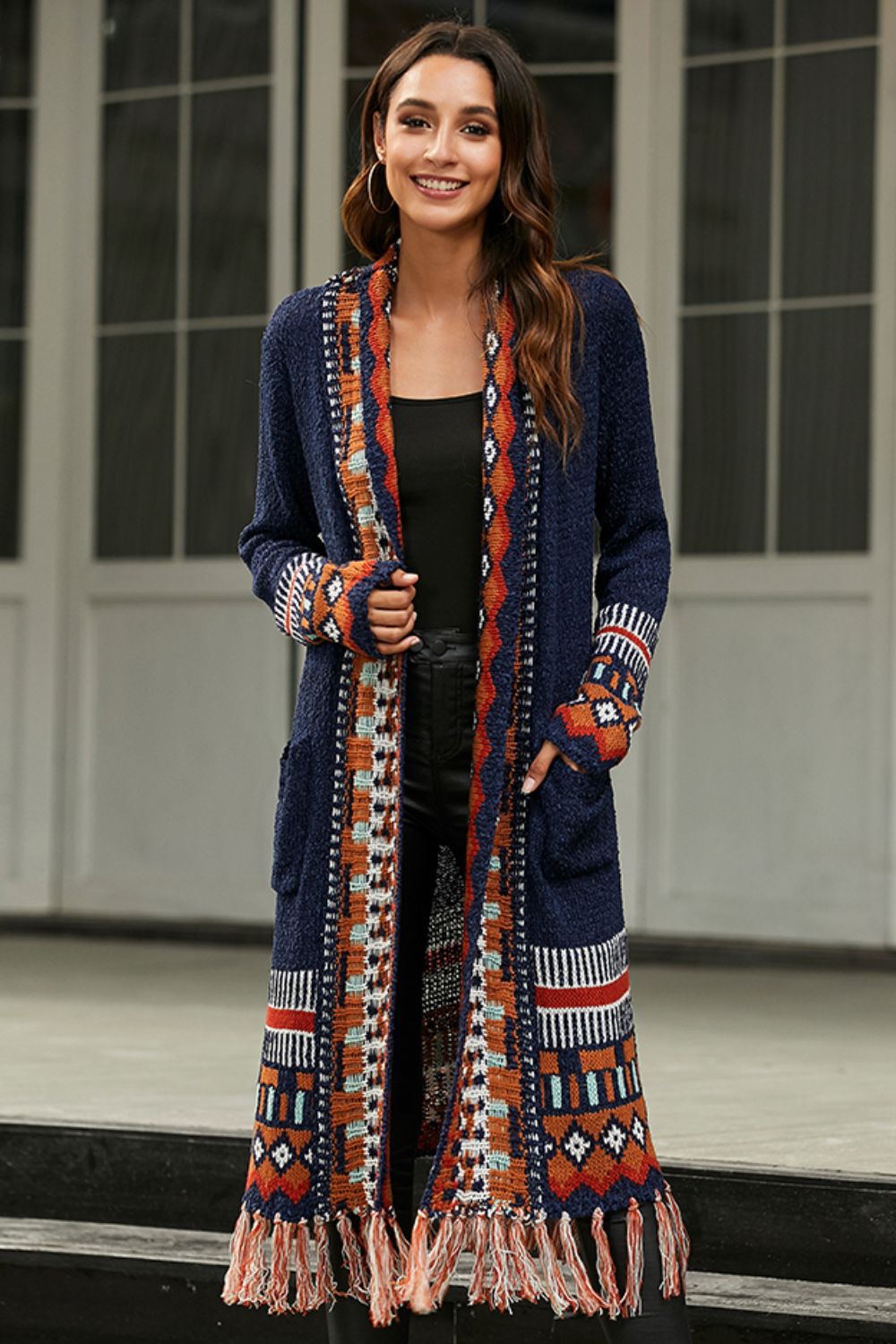 Boho Chic Open Front Long Cardigan