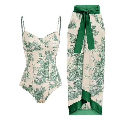 Voguish White Monokini with Cover-Up Set