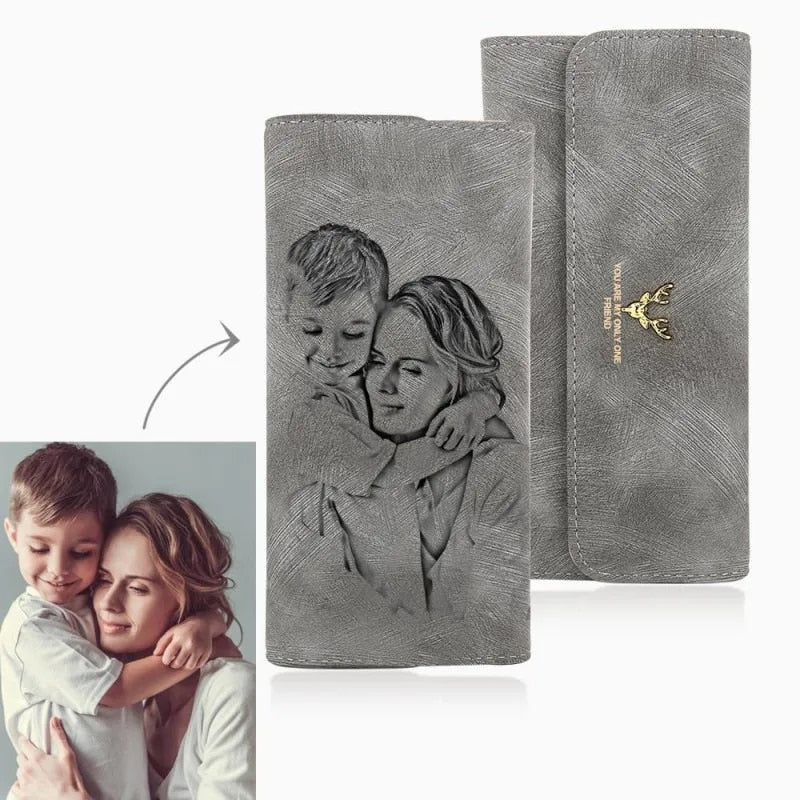 Unique Picture Engraved Leather Wallet