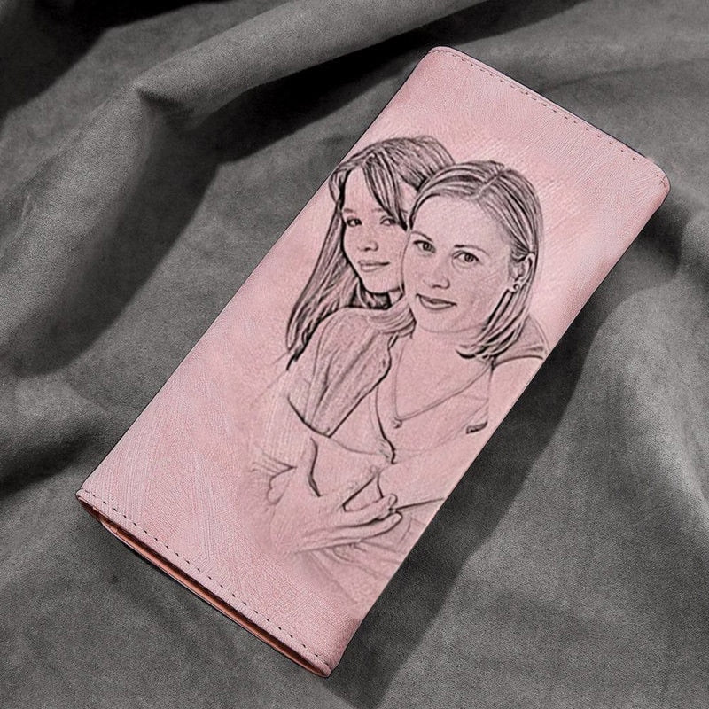 Unique Picture Engraved Leather Wallet