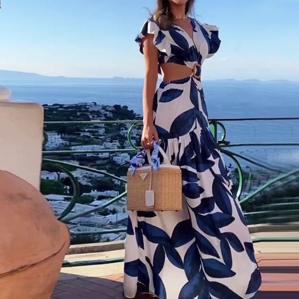 Vibrant Print Cut-out Maxi Dress
