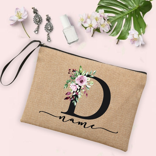 Personalized Floral Monogram Cosmetic Pouch