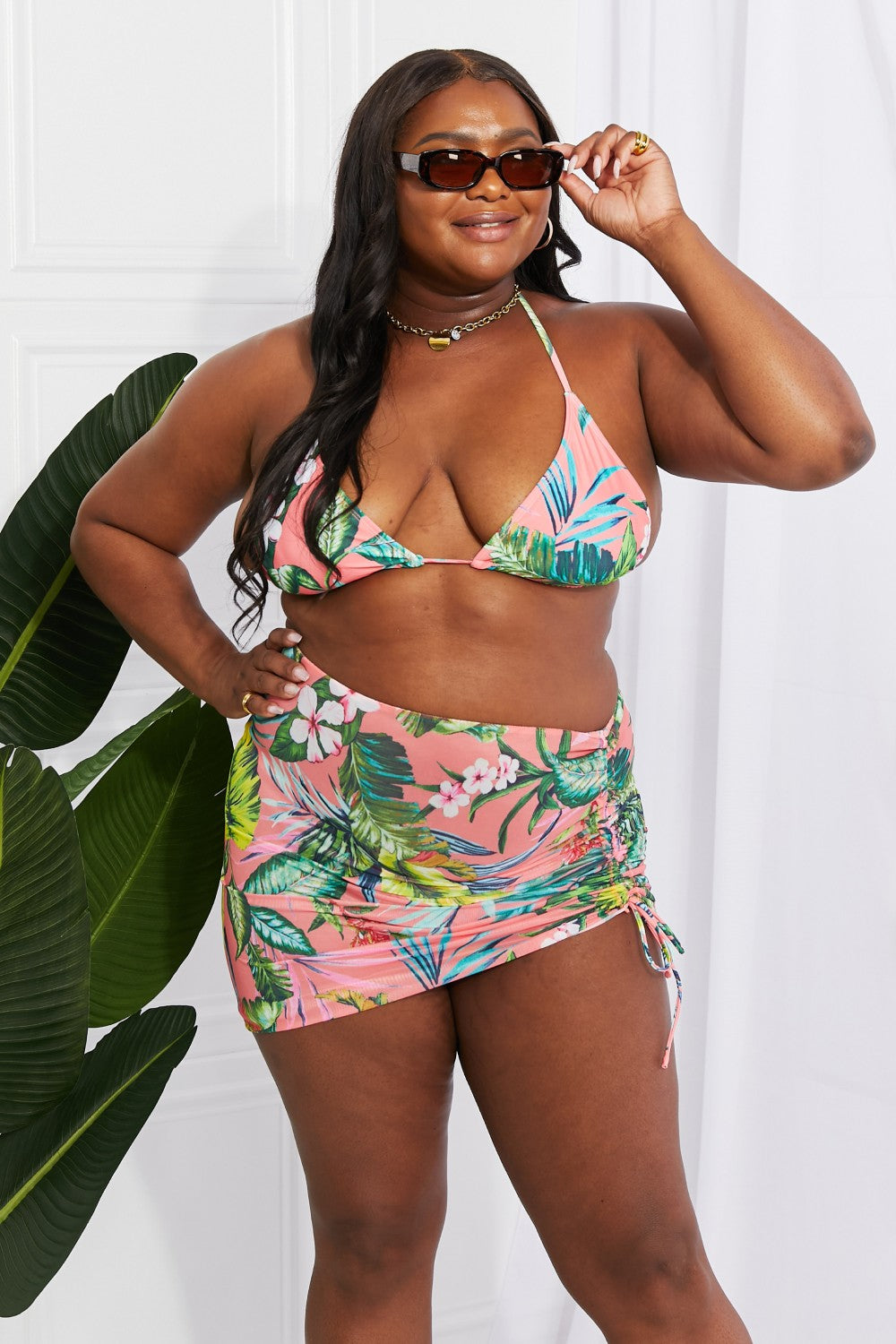 Paradise Floral Bikini Set with Sarong