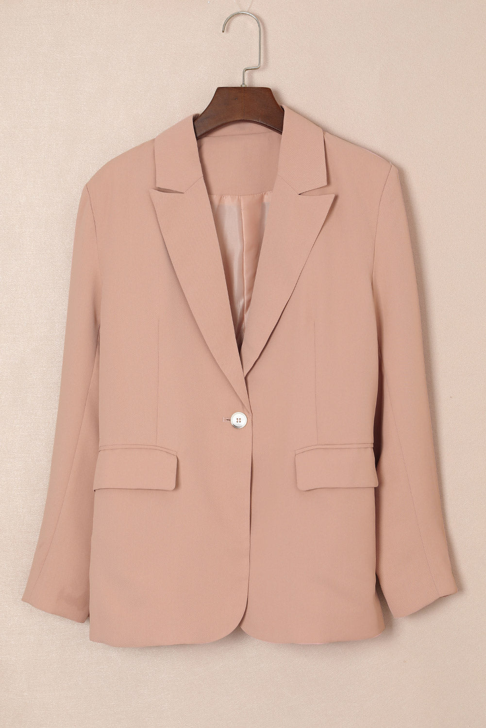 Classic One-Button Flap Pocket Blazer