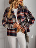 Cozy Plaid Button Front Shacket with Breast Pockets