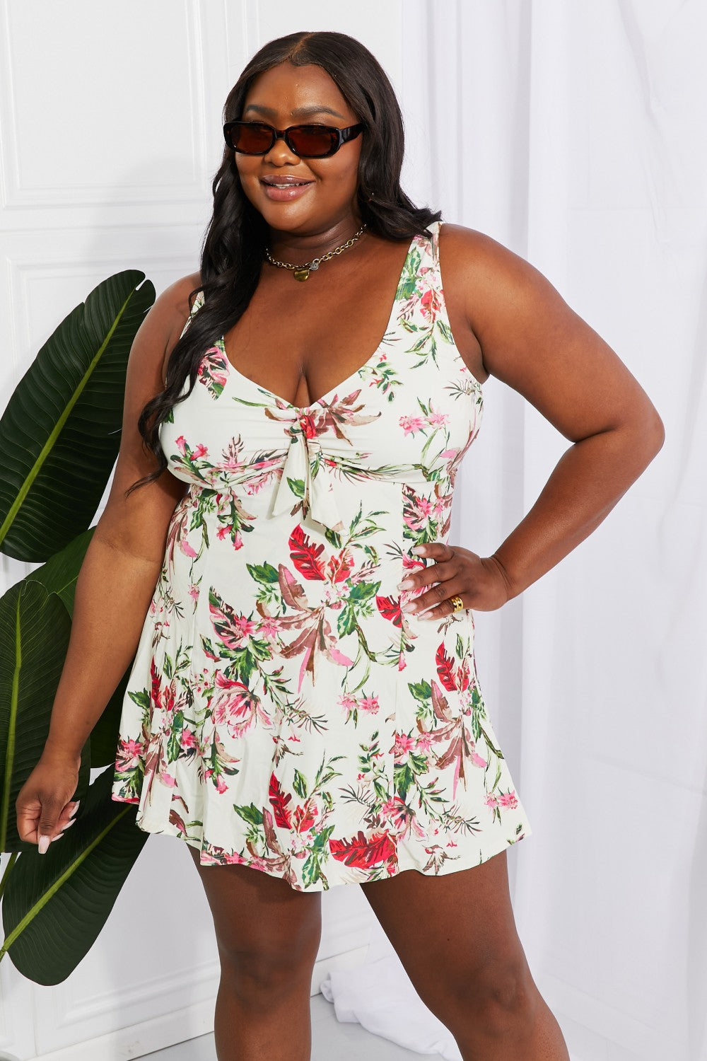 Blossom Plunge Swim Dress