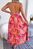 Botanic Elegance Tied Backless Cutout Slit Dress