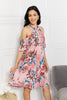 Versatile Tropical Print Cold-Shoulder Dress