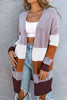 Trendy Color Block Open Front Cardigan