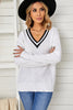 Casual Contrast V-Neck Knit Pullover