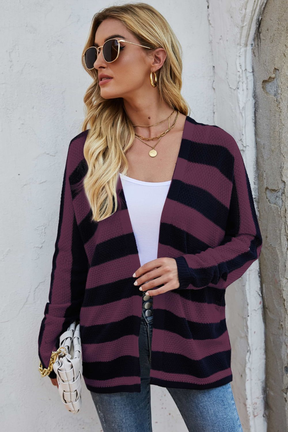 Fashionable Striped Cardigan